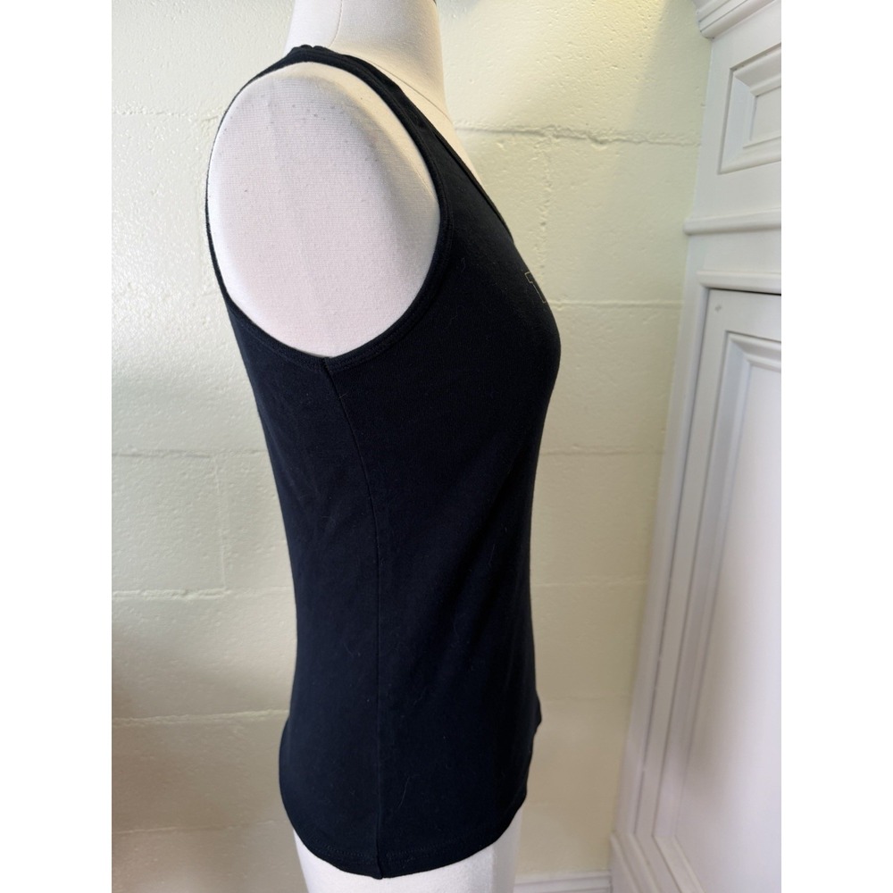 Vtg American Apparel TESLA Forever More Tank Top Black Gold Logo Made USA Size L - Picture 5 of 7